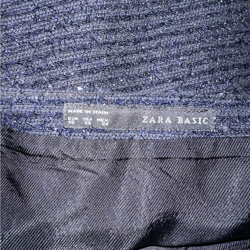 Zara Basic Navy Metallic Textured Mini Skirt Size… - image 6